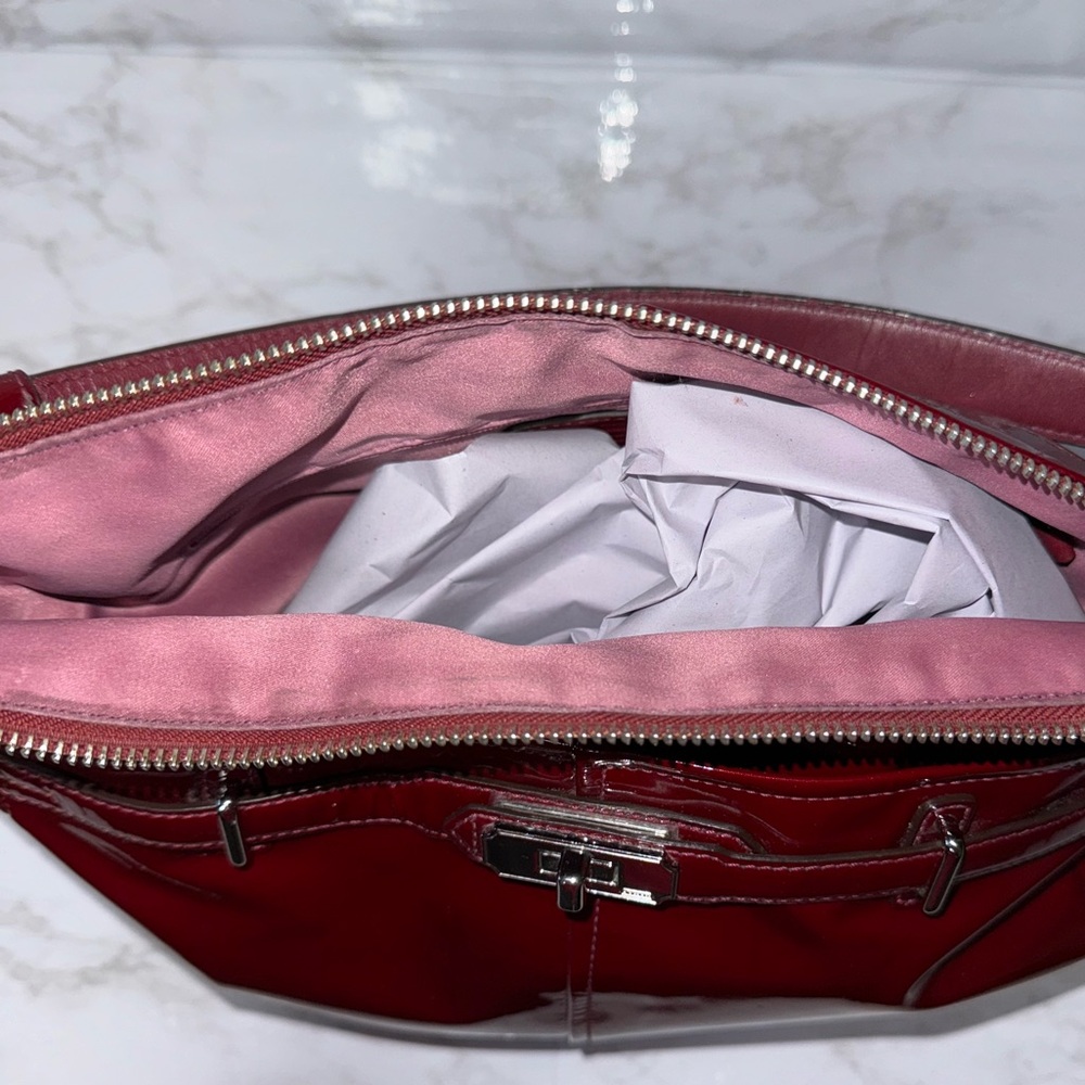 COACH CHELSEA Wine Red Patent Leather Ashley Hobo Shoulder Bag Purse #17861 EUC - Picture 16 of 17